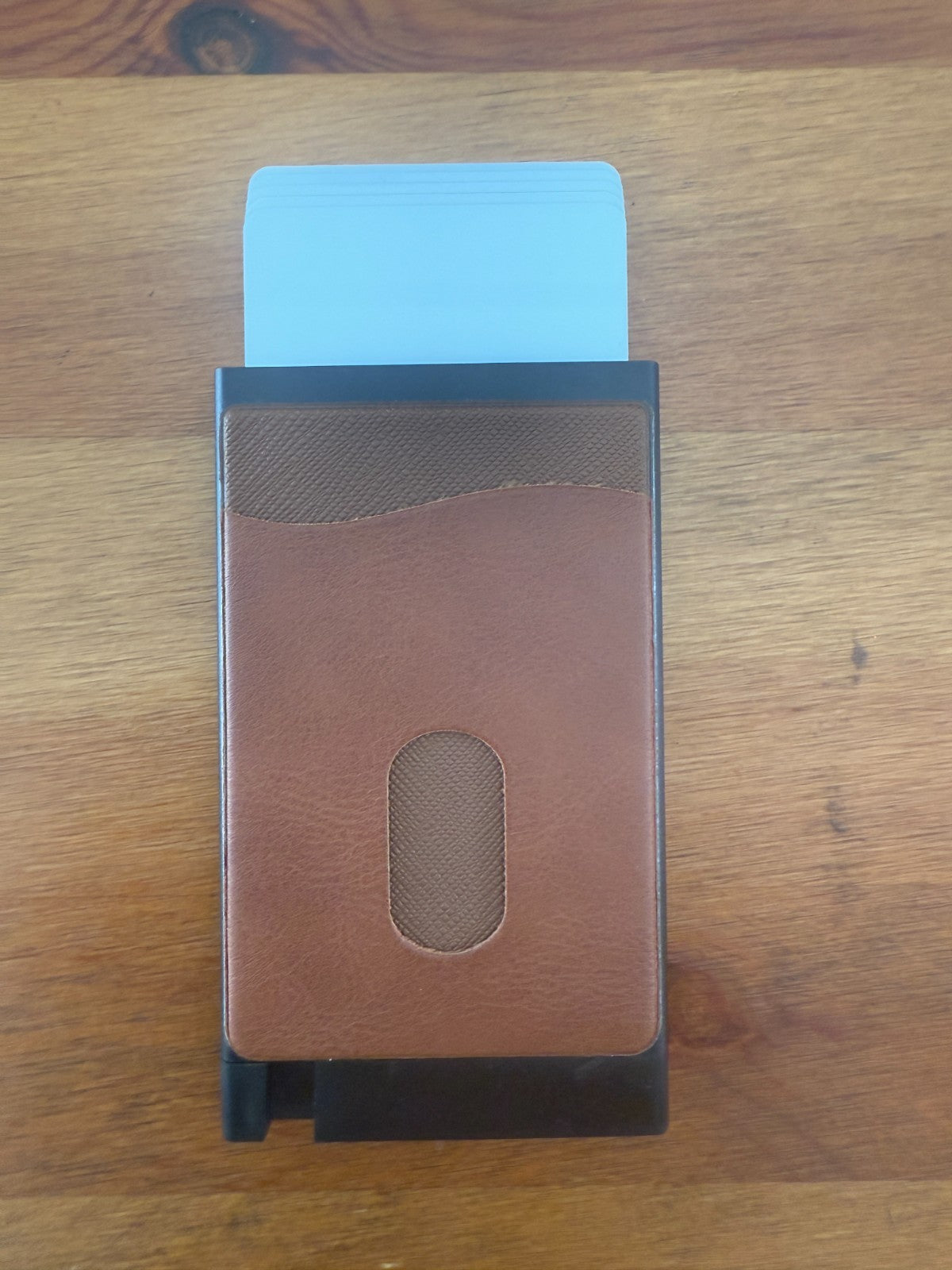 Hellfire Club Pop Up Wallet Brown Leather Credit Card Holder and Cash Aluminum