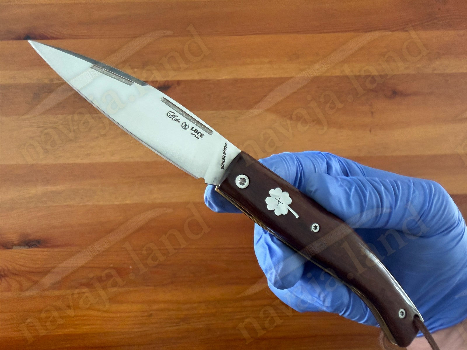 Miguel Nieto🍀LUCK Spanish Folding Knife Böhler N690Co Steel Walnut Wood Handle