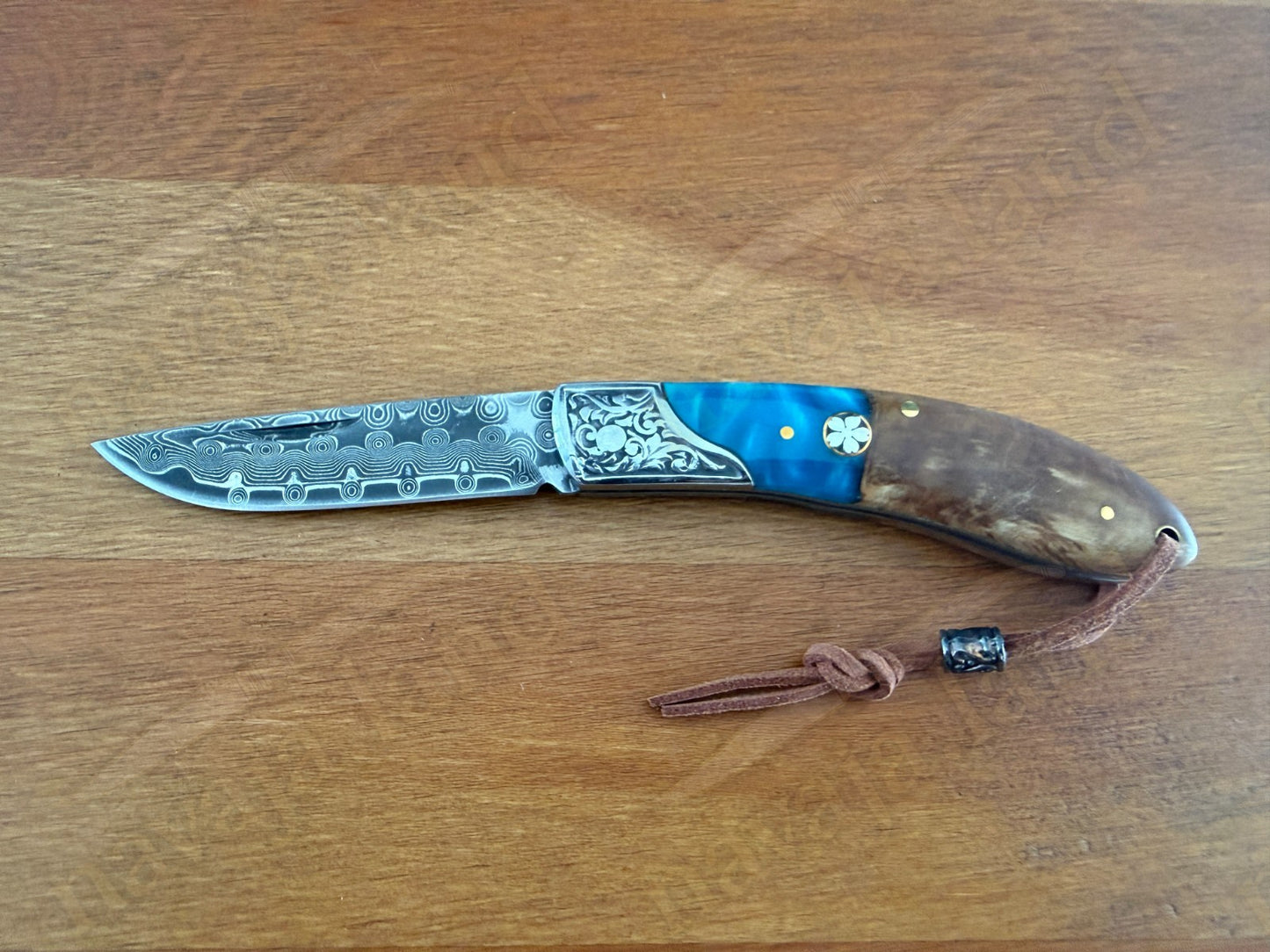 79 Layers Damascus Folding Knife – Ornated Bolster – 7.30 cm (2.87") Blade