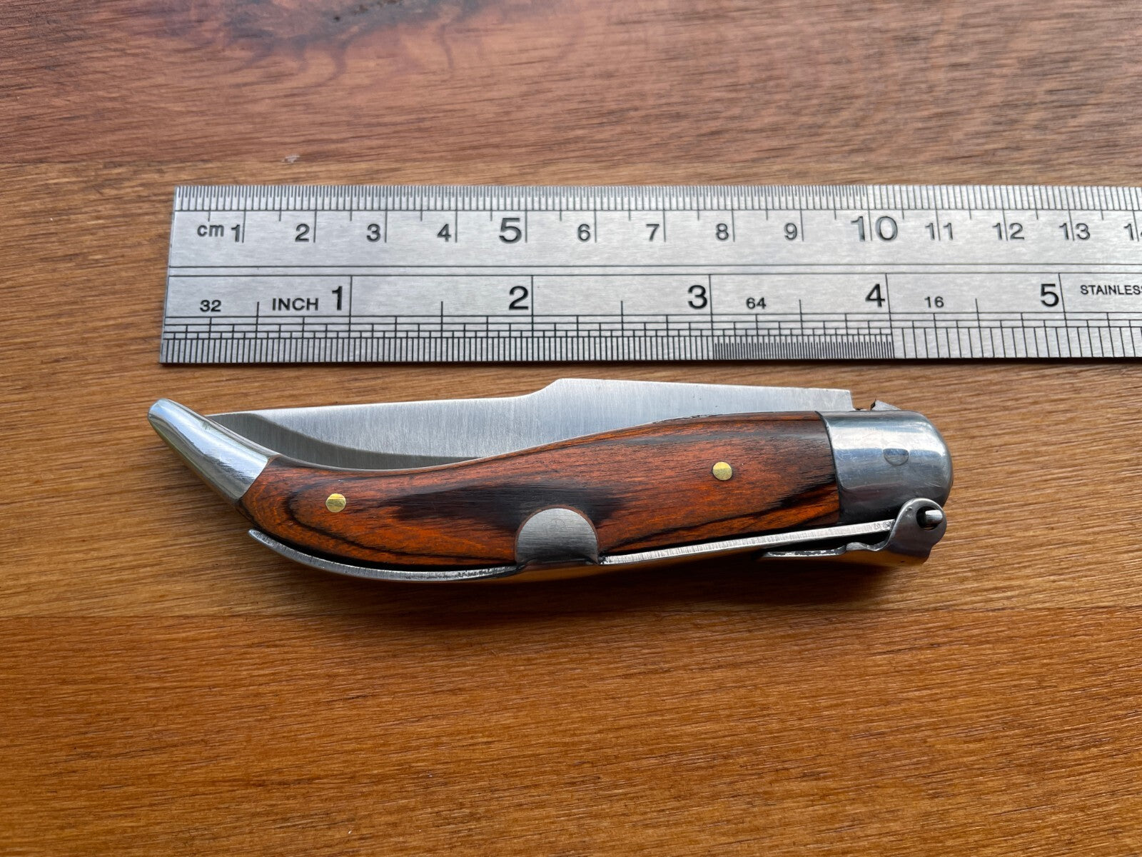 3.14” Spanish Navaja Teja Albacete Pocket Knife Red Wood Scales From Spain
