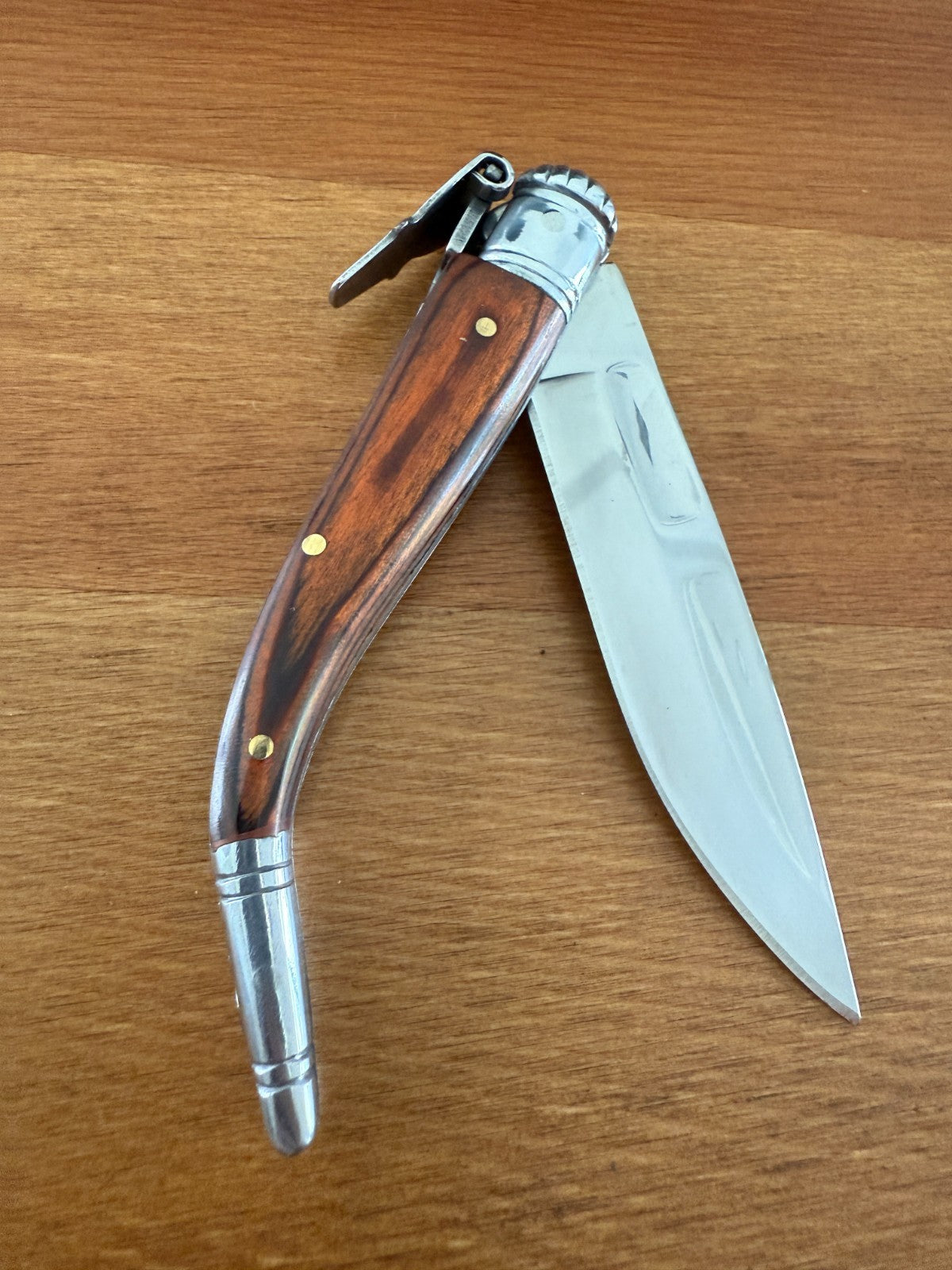 3” Sevillana Style Navaja Pocket Knife Red Wood Scales From Spain - NO Ratchet