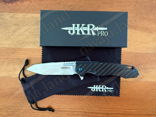 Folding Knife Carbon Fiber & G10 Handle - D2 Steel - 3.5" Blade Presentation Box