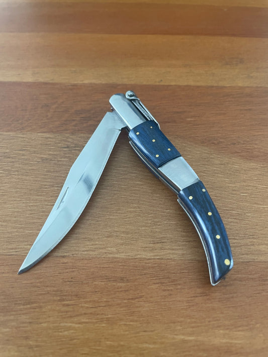 3.14" Arabian Folding Pocket Knife Blue Wood Scales Navaja Handcrafted in Spain