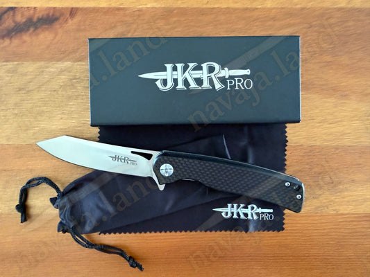 Folding Knife Carbon Fiber & G10 Handle - D2 Steel - 3.5" Blade Presentation Box