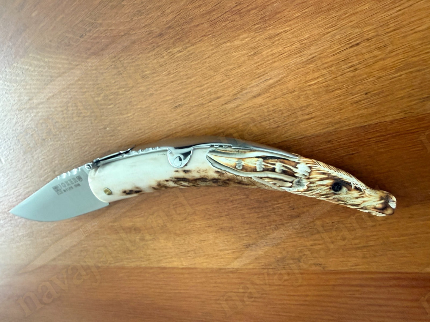 Joker Macho Montés Folding Knife – Hand Carved Deer Antler | 3.3" MOVA Steel