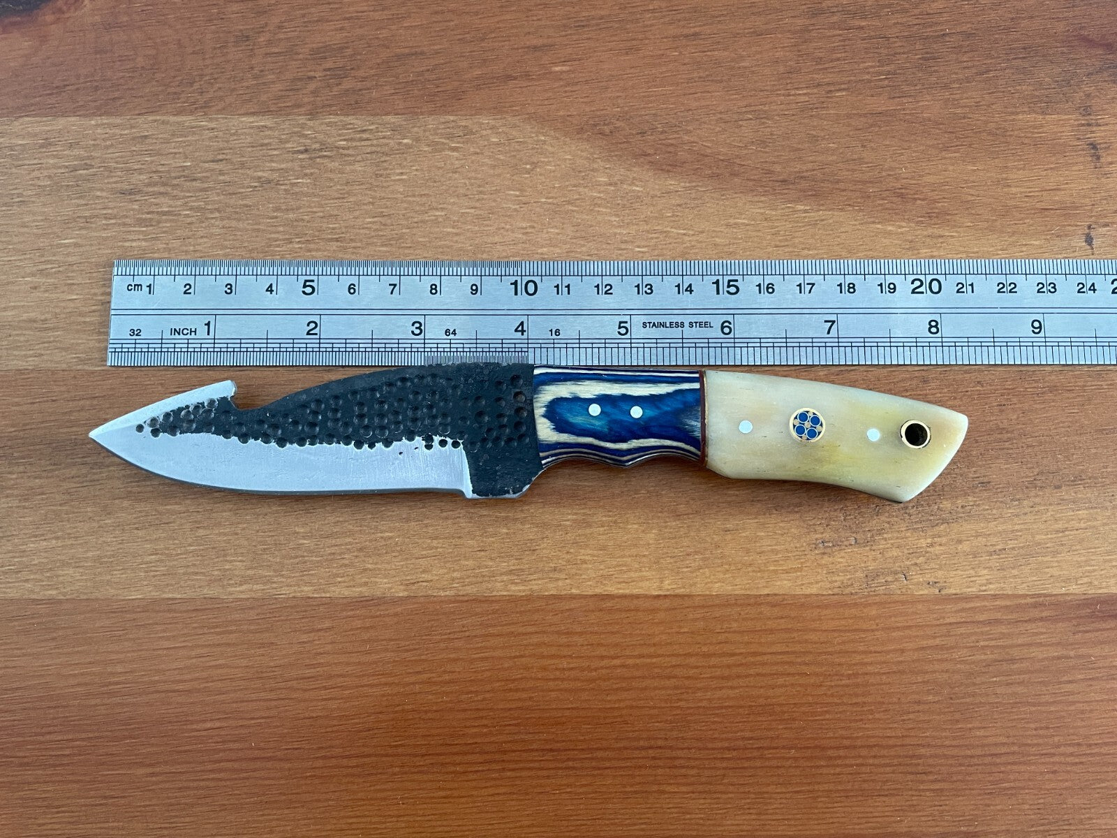 4.2 in. Handmade Hunting Knife Camel bone / Wood Handle Leather Sheath Included