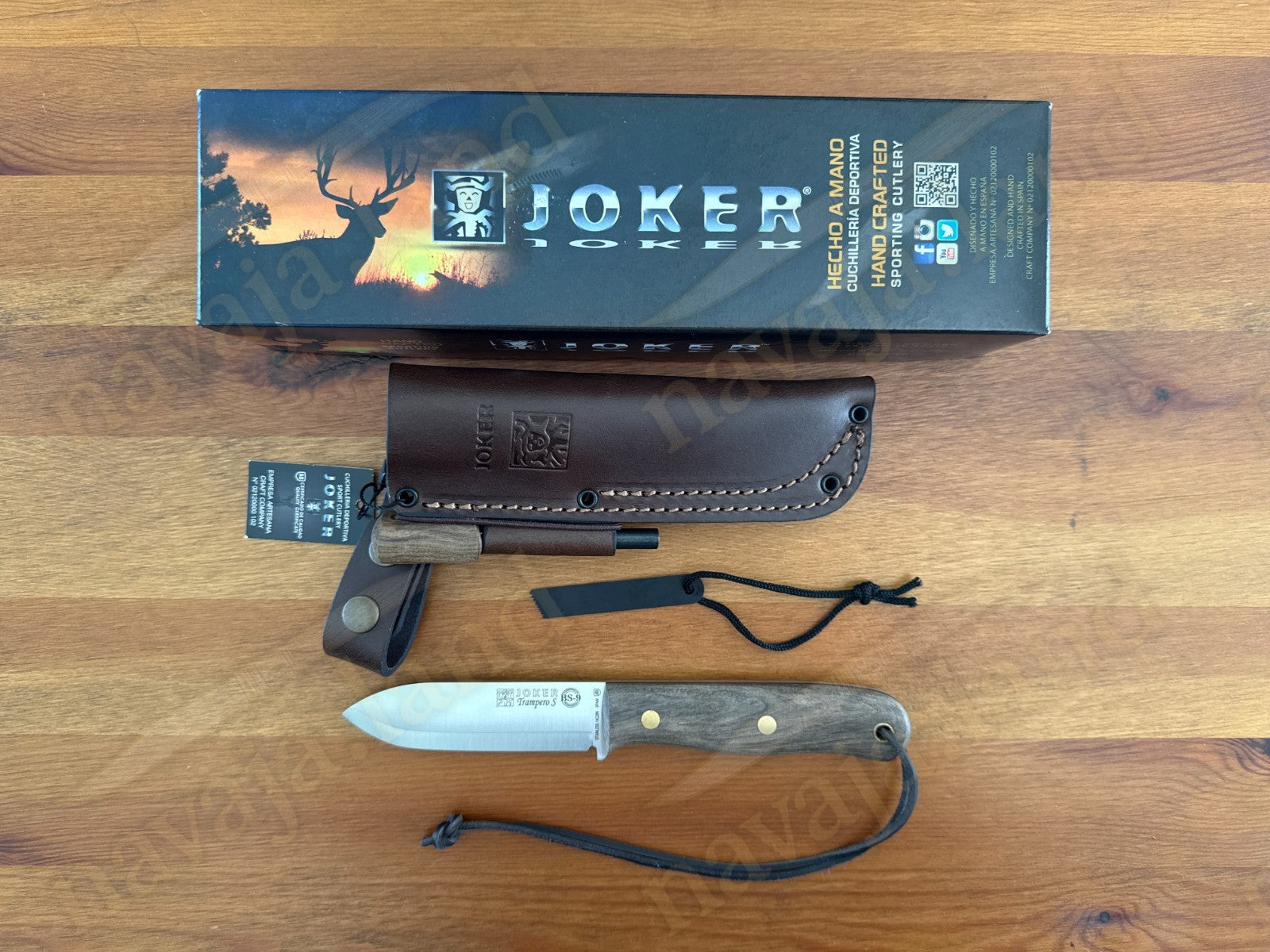 Joker BS9 Trampero Hunting Knife 3.94" Blade 14C28N Walnut Handle + Sheath Spain