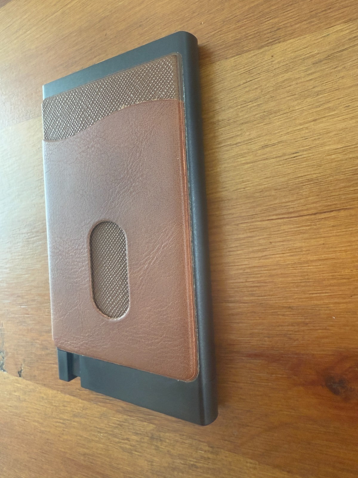 Hellfire Club Pop Up Wallet Brown Leather Credit Card Holder and Cash Aluminum