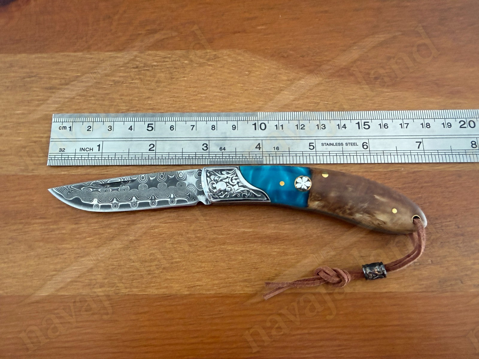 79 Layers Damascus Folding Knife – Ornated Bolster – 7.30 cm (2.87") Blade