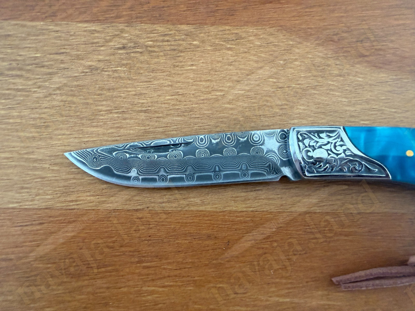 79 Layers Damascus Folding Knife – Ornated Bolster – 7.30 cm (2.87") Blade
