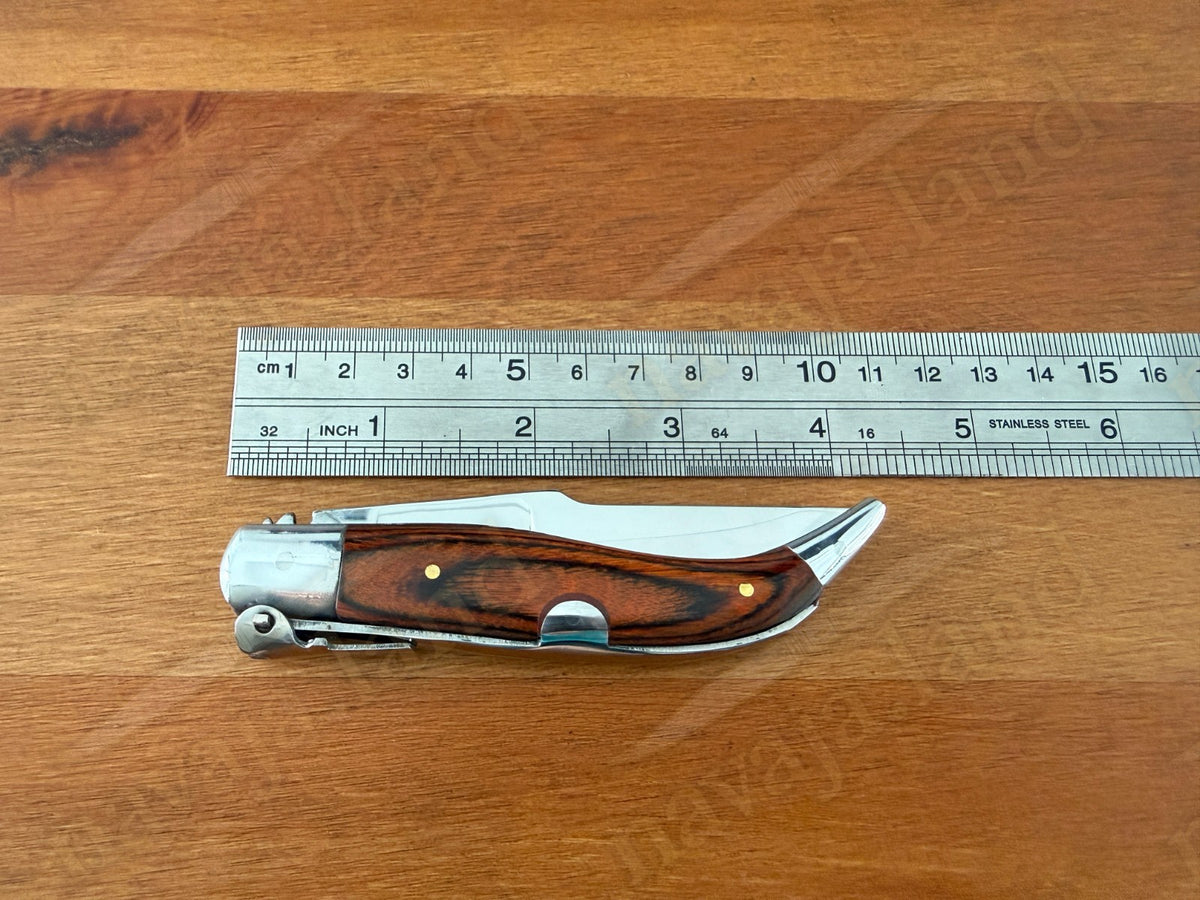3.14” Spanish Navaja Teja Albacete Pocket Knife Red Stamina Scales with Ratchet