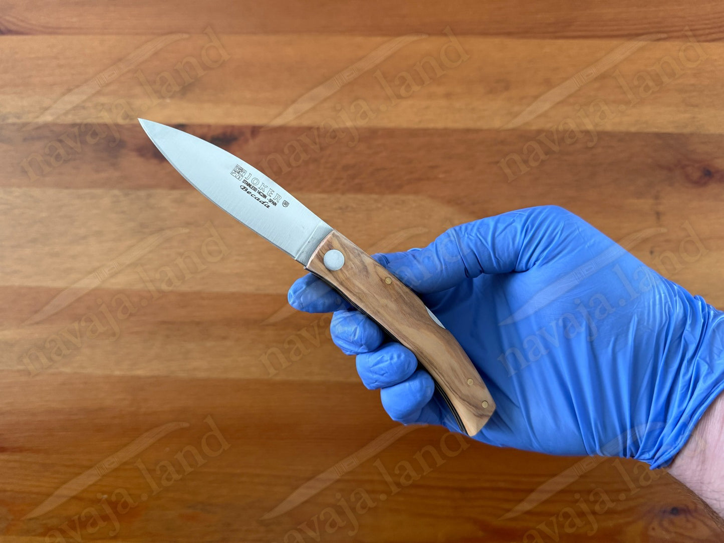 Joker BECADA Knife – 3.15” Sandvik 14C28N Blade | Olive Wood | Leather Sheath