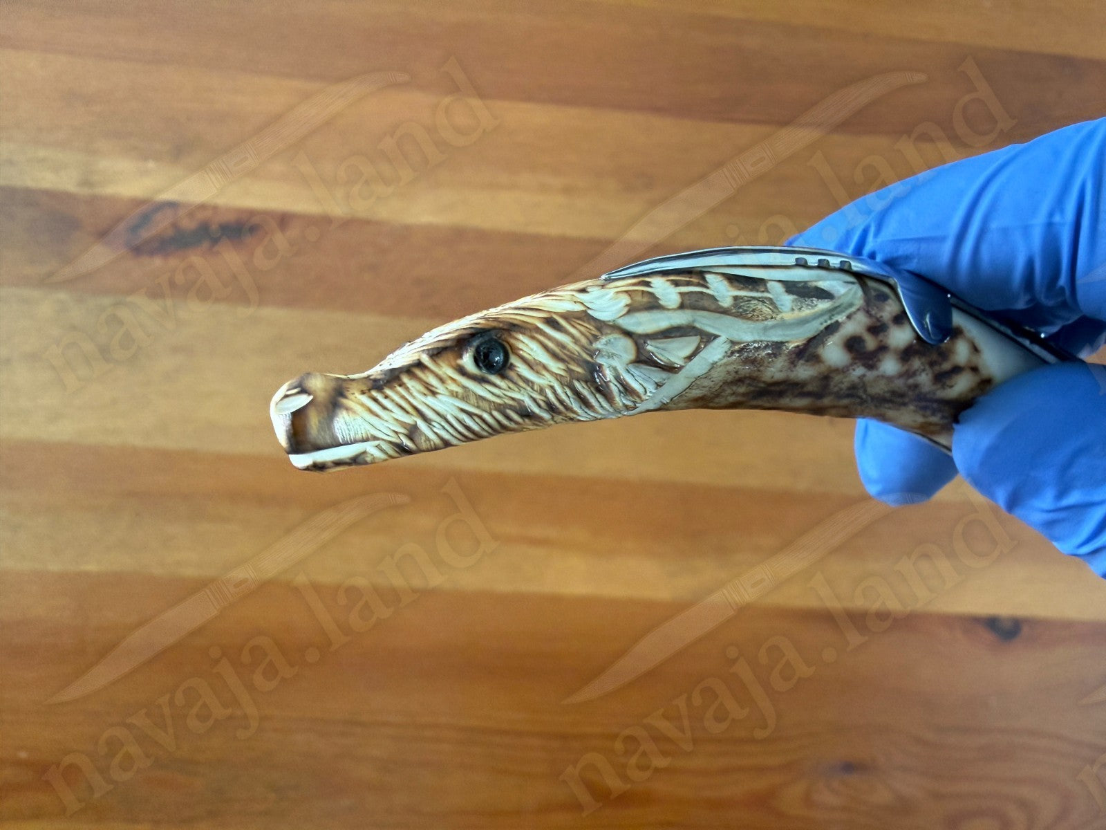 Joker Macho Montés Folding Knife – Hand Carved Deer Antler | 3.3" MOVA Steel