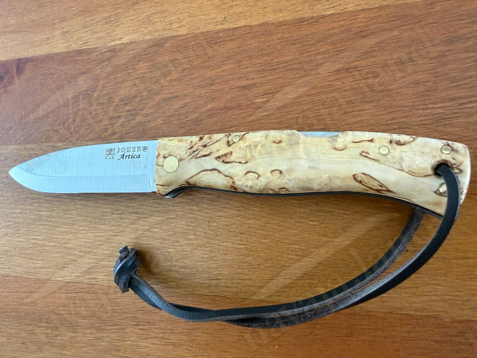 3.15” Joker Artica Bushcraft Folding Knife (Curly Birch Handle) Handmade Spain