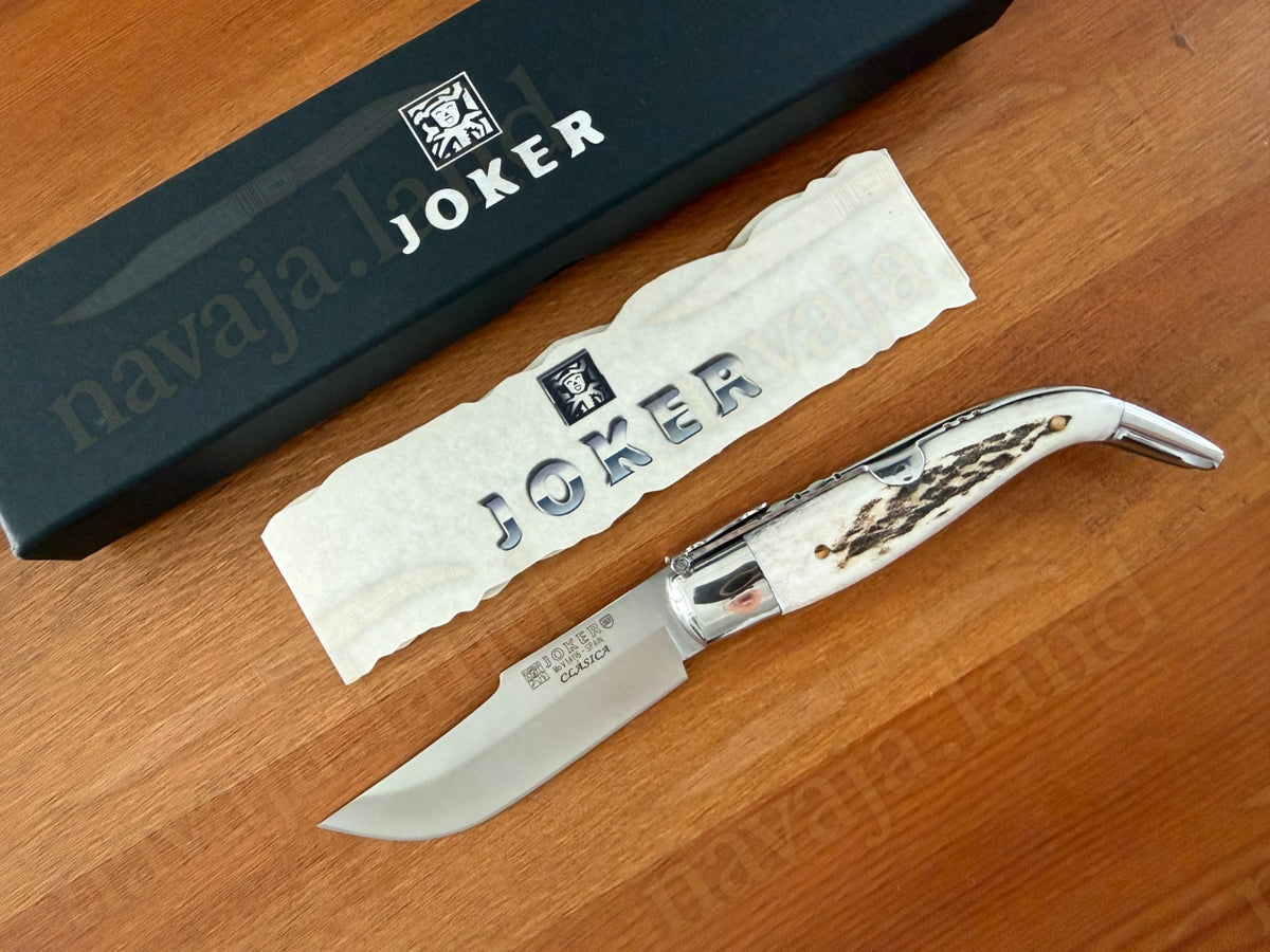 3.2” Joker Clasica Folding Knife Stag Horn Handle MOVA 1.4116 Stainless Steel
