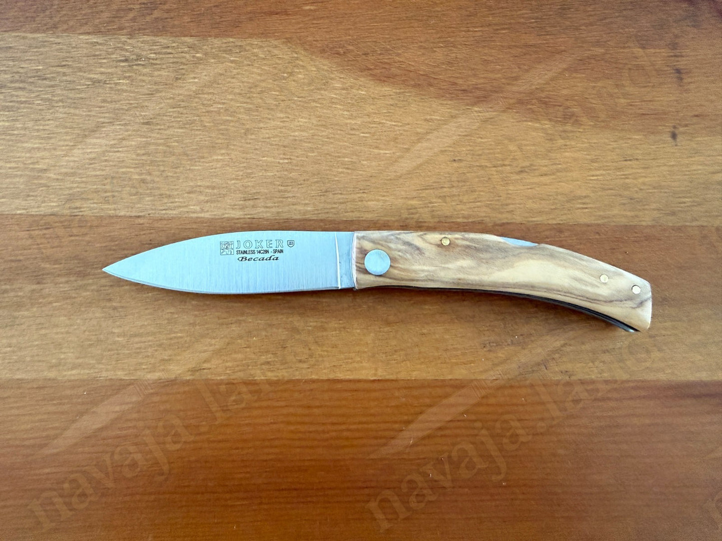 Joker BECADA Knife – 3.15” Sandvik 14C28N Blade | Olive Wood | Leather Sheath