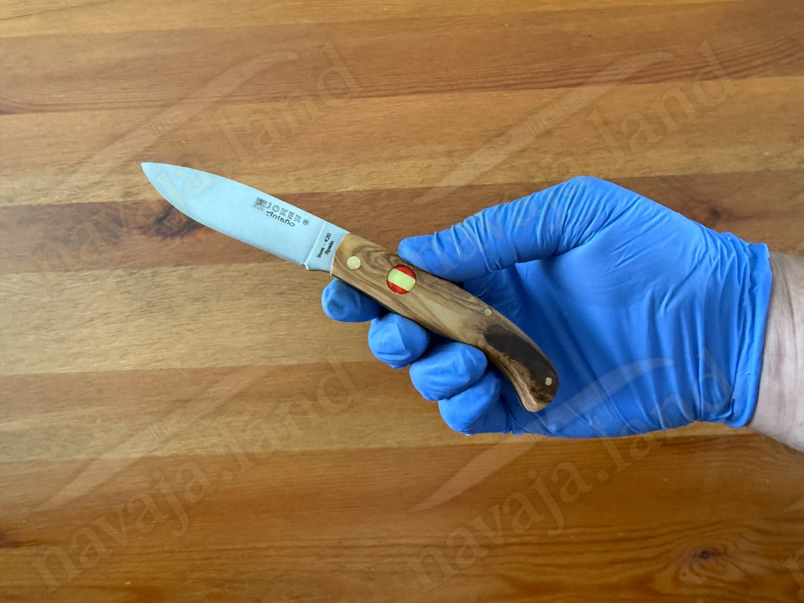 2.75” Joker Antaño Camping Folding Knife (Olive Wood Handle - Spanish Flag)