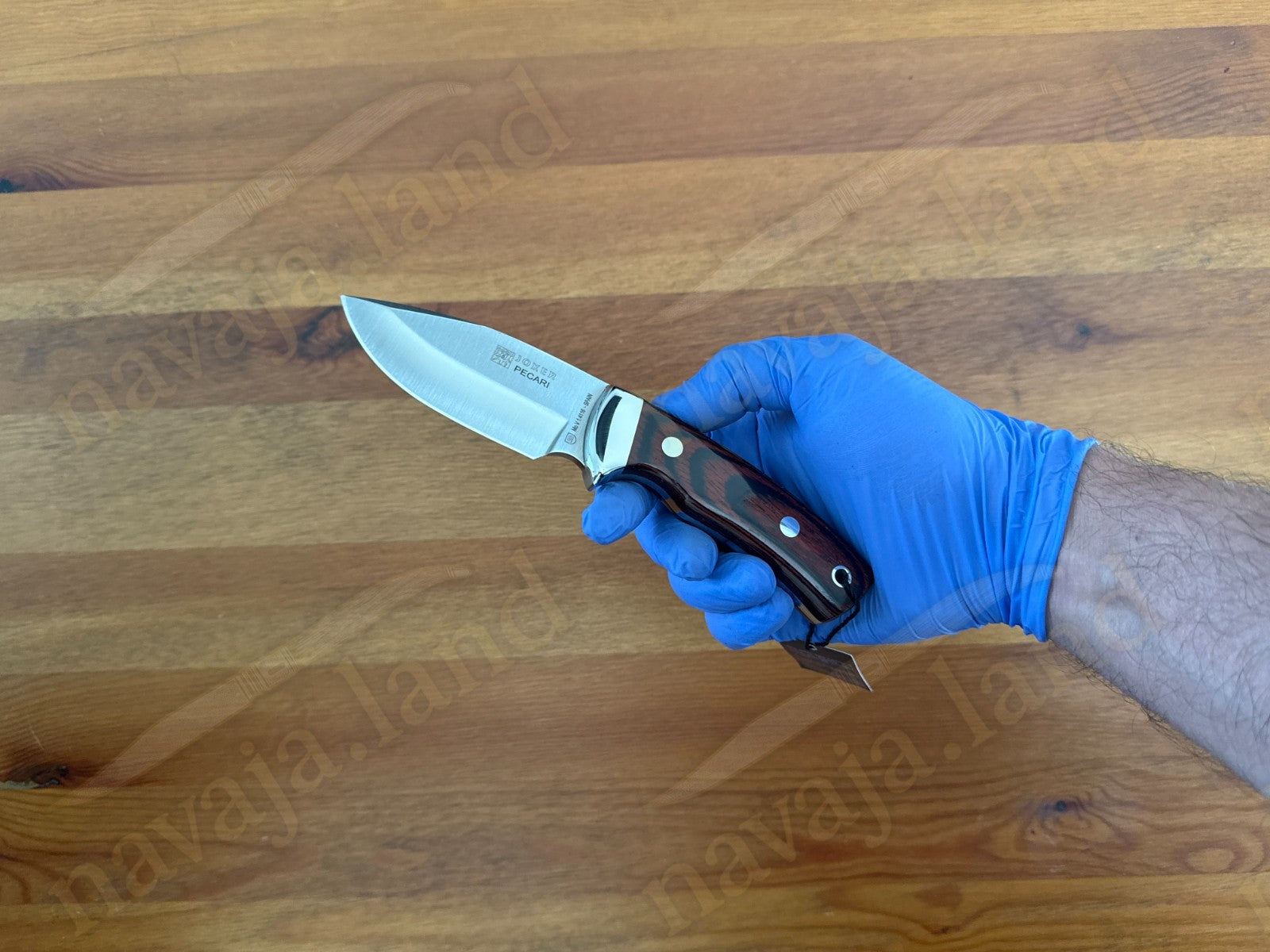 Joker Pecari Knife Polished Stamina Wood Handle Leather Sheath Handmade Spain