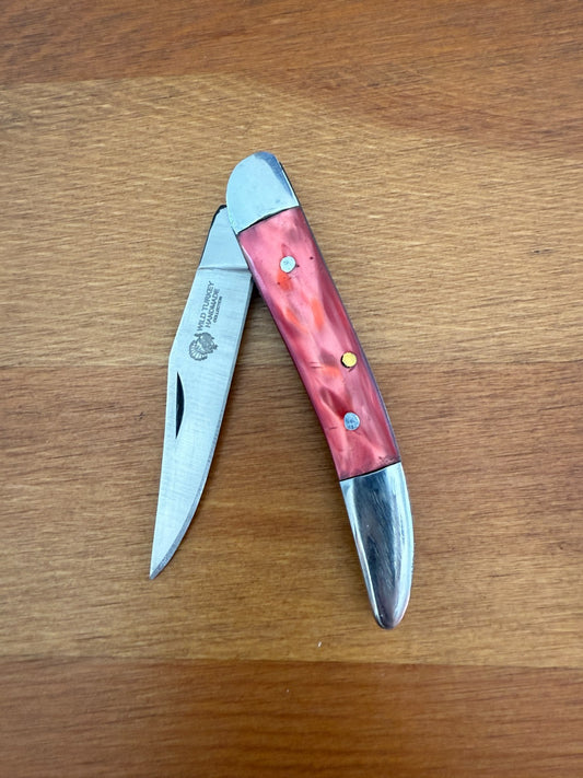 Wild Turkey Handmade Pocket Knife 2.75" Stainless Steel Blade Red Resin Handle