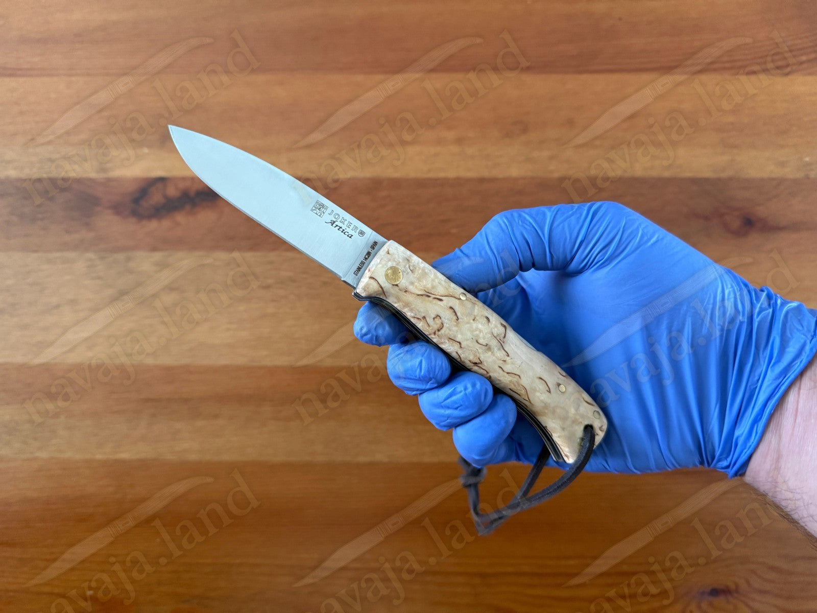 3.15” Joker Artica Bushcraft Folding Knife (Curly Birch Handle) Handmade Spain