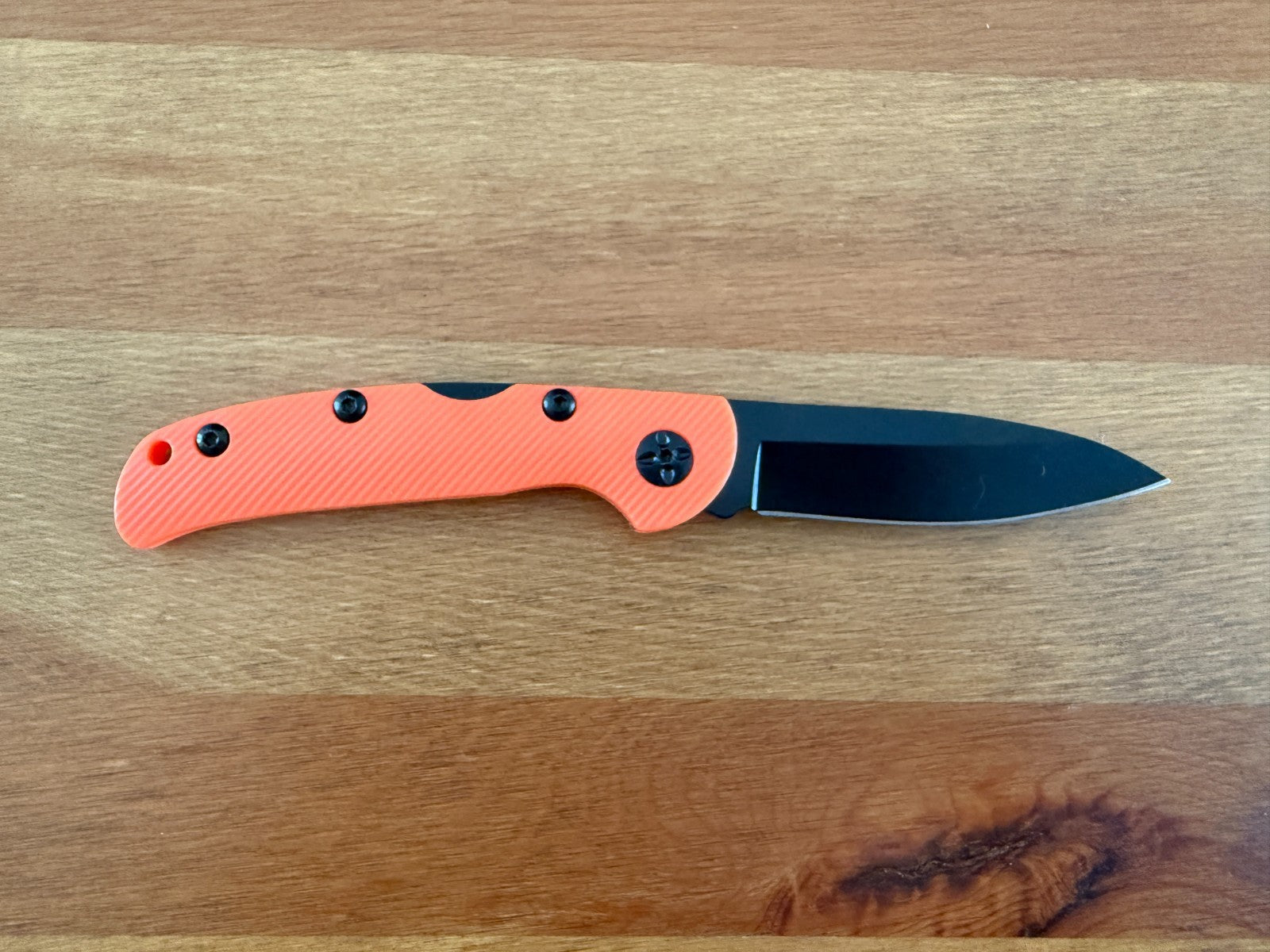 3.15" 420 Steel Blade Finished in Black - Orange Nylon Fiber Handle Lightweight