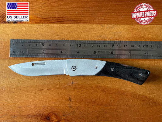 3.14" Tactical Knife Stainless Steel 3CR13 Wood Scales From Spain
