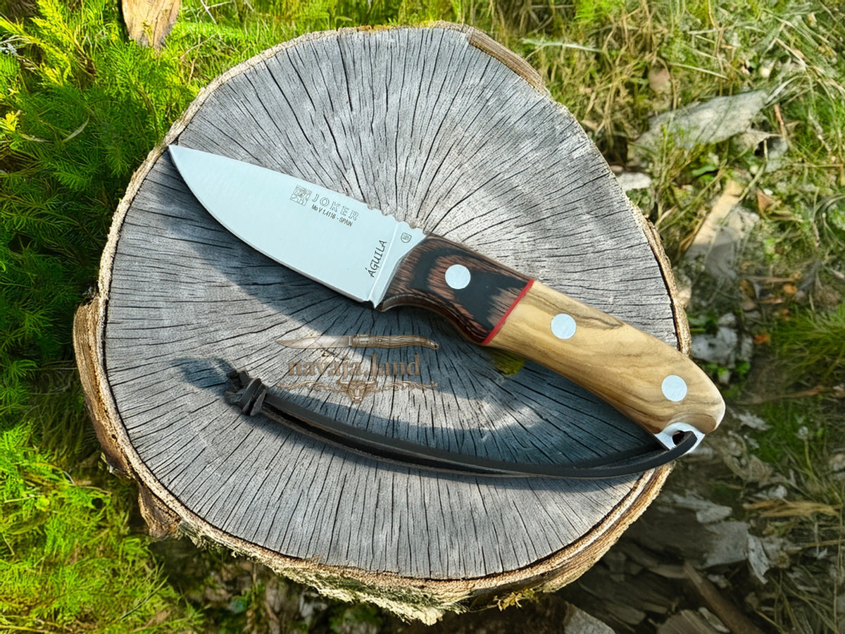 Joker Aguila Bushcraft Knife 3.35” MOVA Blade Olive Wood & Rosewood Handle