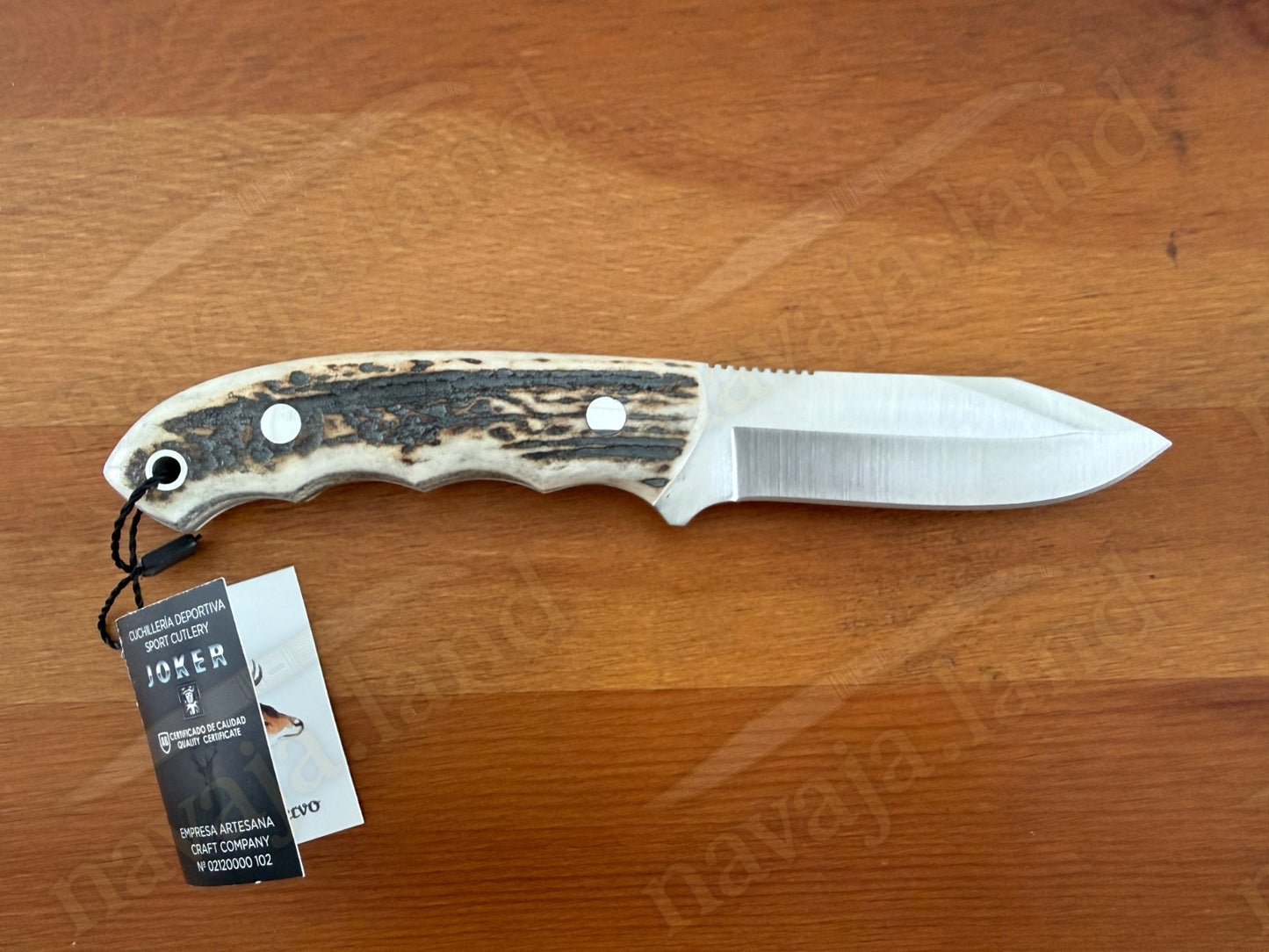3.5" Joker Teckel Bushcraft Knife Deer Horn Handle | Full Tang | Leather Sheath
