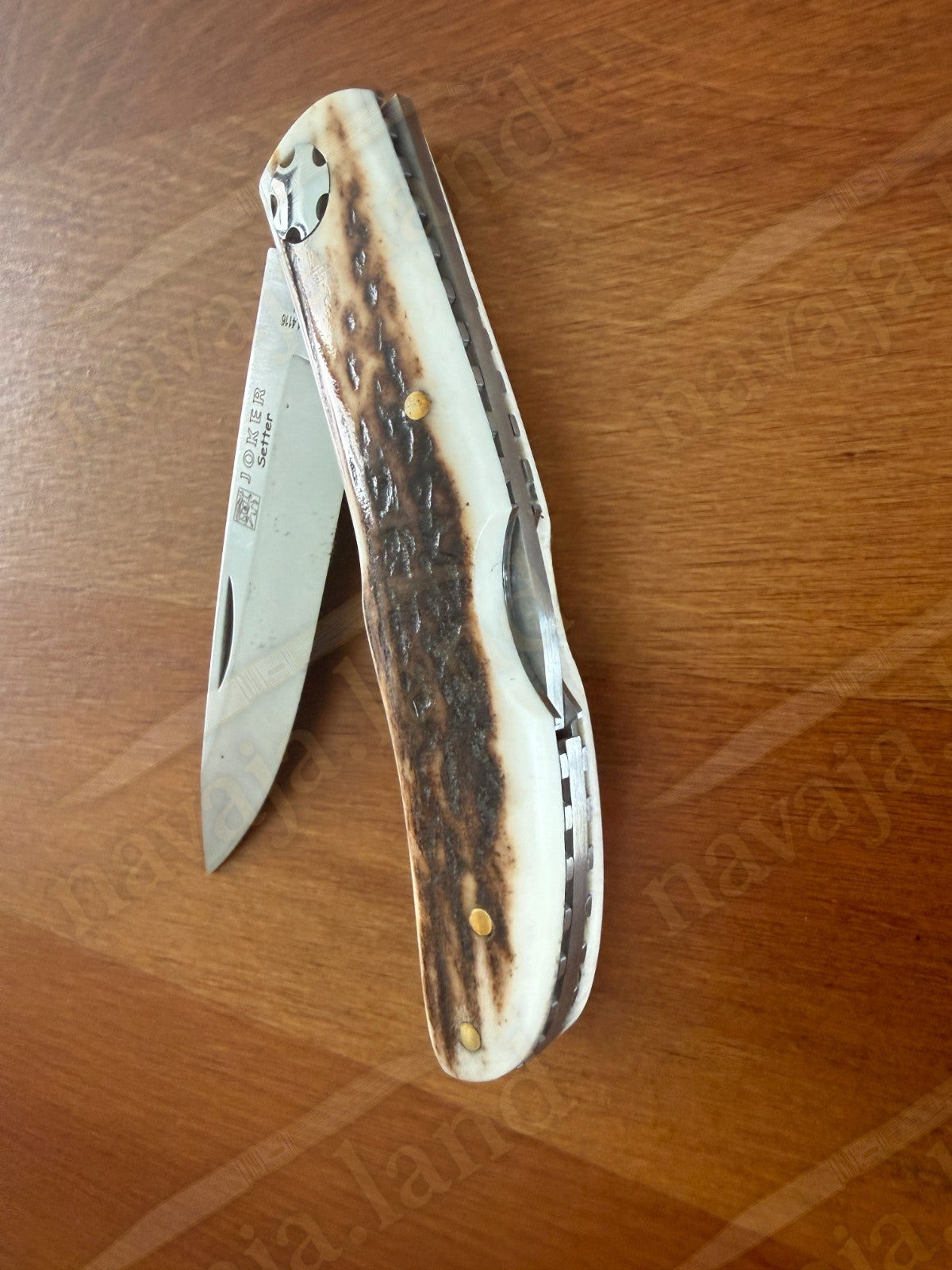 3.15” Joker Setter Bushcraft Folding Knife (Stag Horn Handle) Handmade Spain