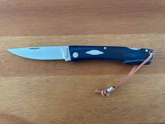 3.15" Stainless Steel Spanish Navaja Pocket Knife Blue Stamina Wood Scales