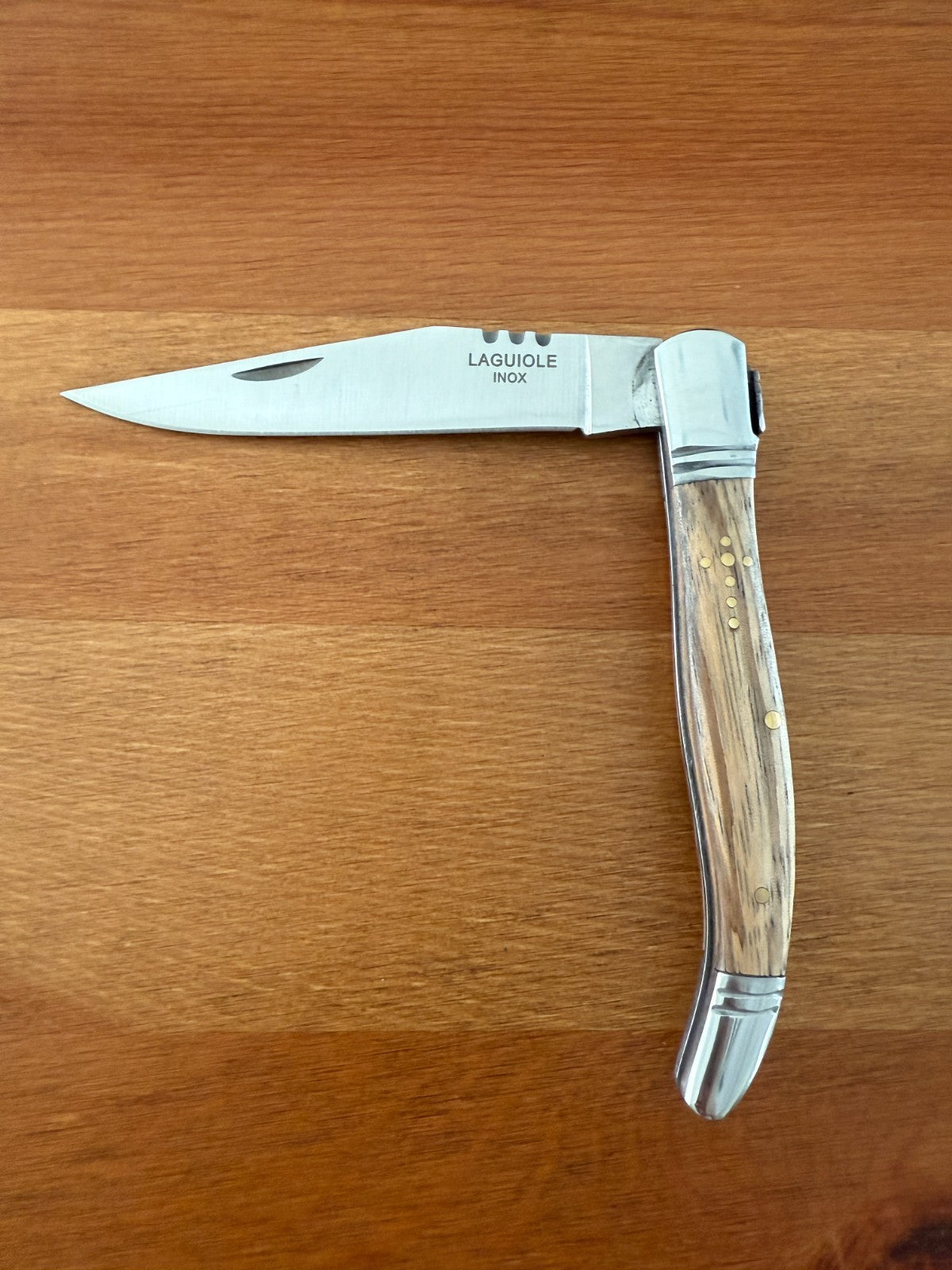 3.9” Stainless Steel Blade Navaja Laguiole Inox Pocket Knife Olive Wood Scales