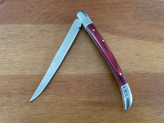 4.1" Estilete Spanish Navaja Folding Pocket Knife Red Stamina Wood Handle
