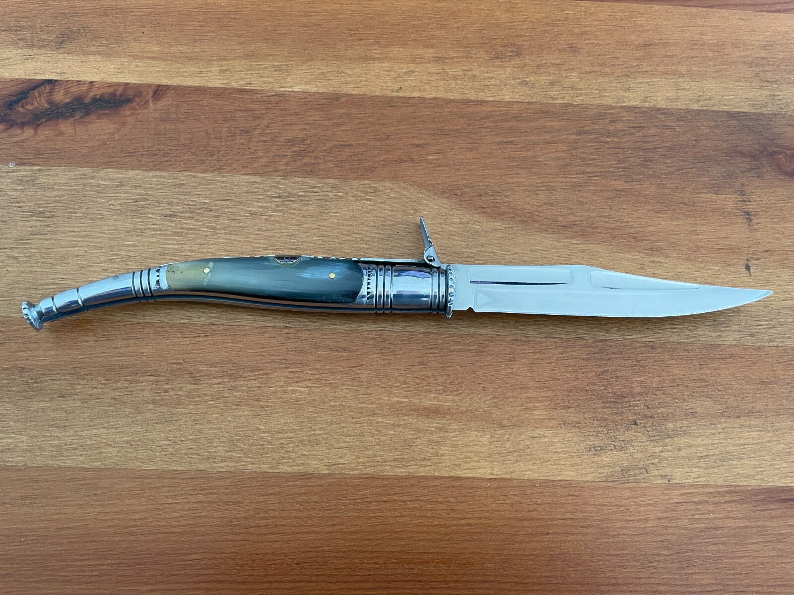 5” Spanish Navaja Serrana Folding Pocket Knife Real Bullhorn Handle US Seller