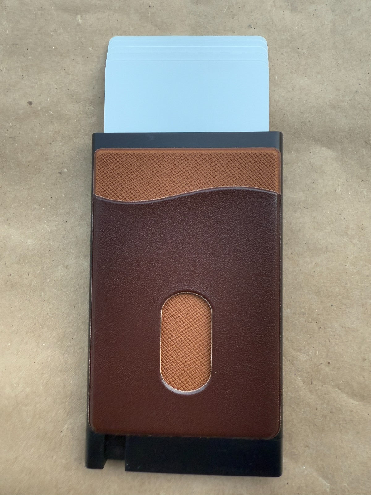 Captain America Pop Up Wallet Brown Leather Credit Card Holder and Cash Aluminum