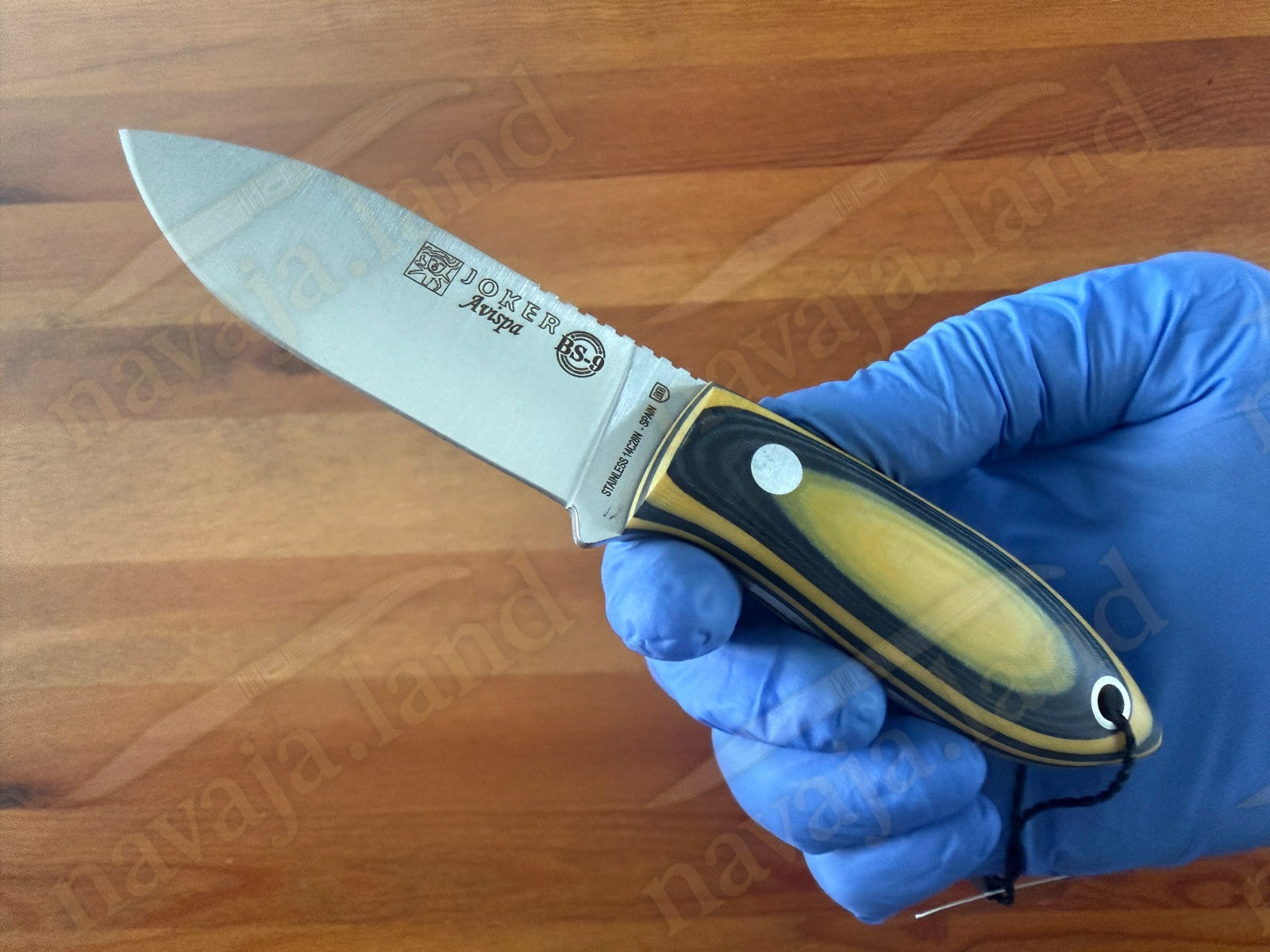 Joker Avispa Bushcraft Knife 3.15” Sandvik 14C28N Blade - Yellow & Black Micarta