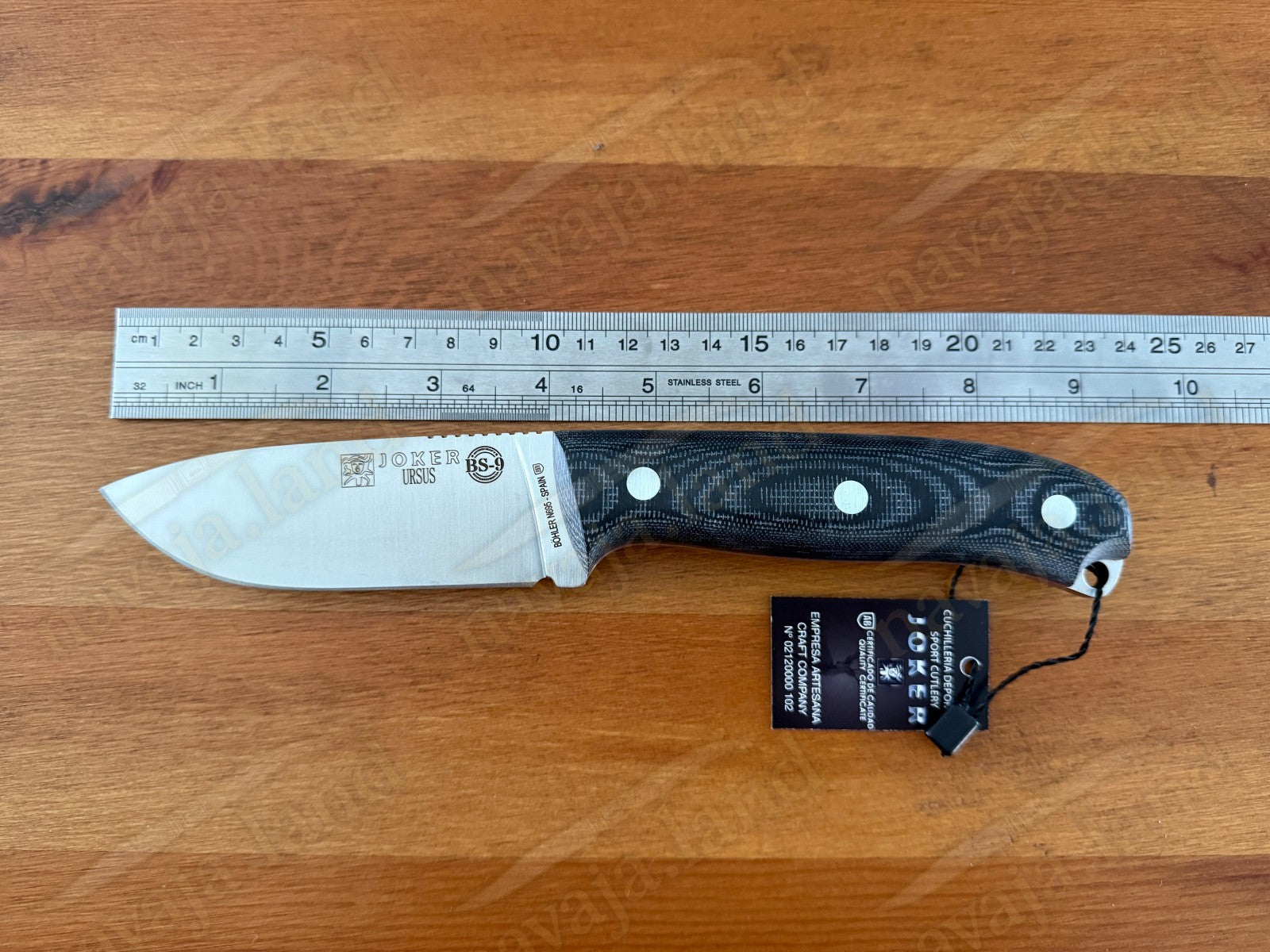 Joker Ursus Survival Knife Böhler N695 Black Micarta Full Tang + Leather Sheath
