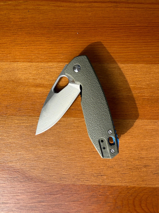 2.5" Stainless Steel Pocket Knife Fiberglass Handle Pocket Clip Green Spain