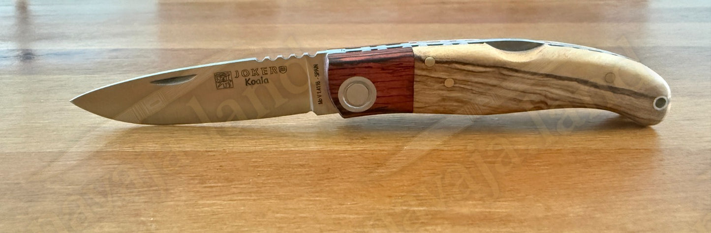 Joker Koala Pocket Knife 2.75” MOVA Blade Olive Wood & Rosewood Handle