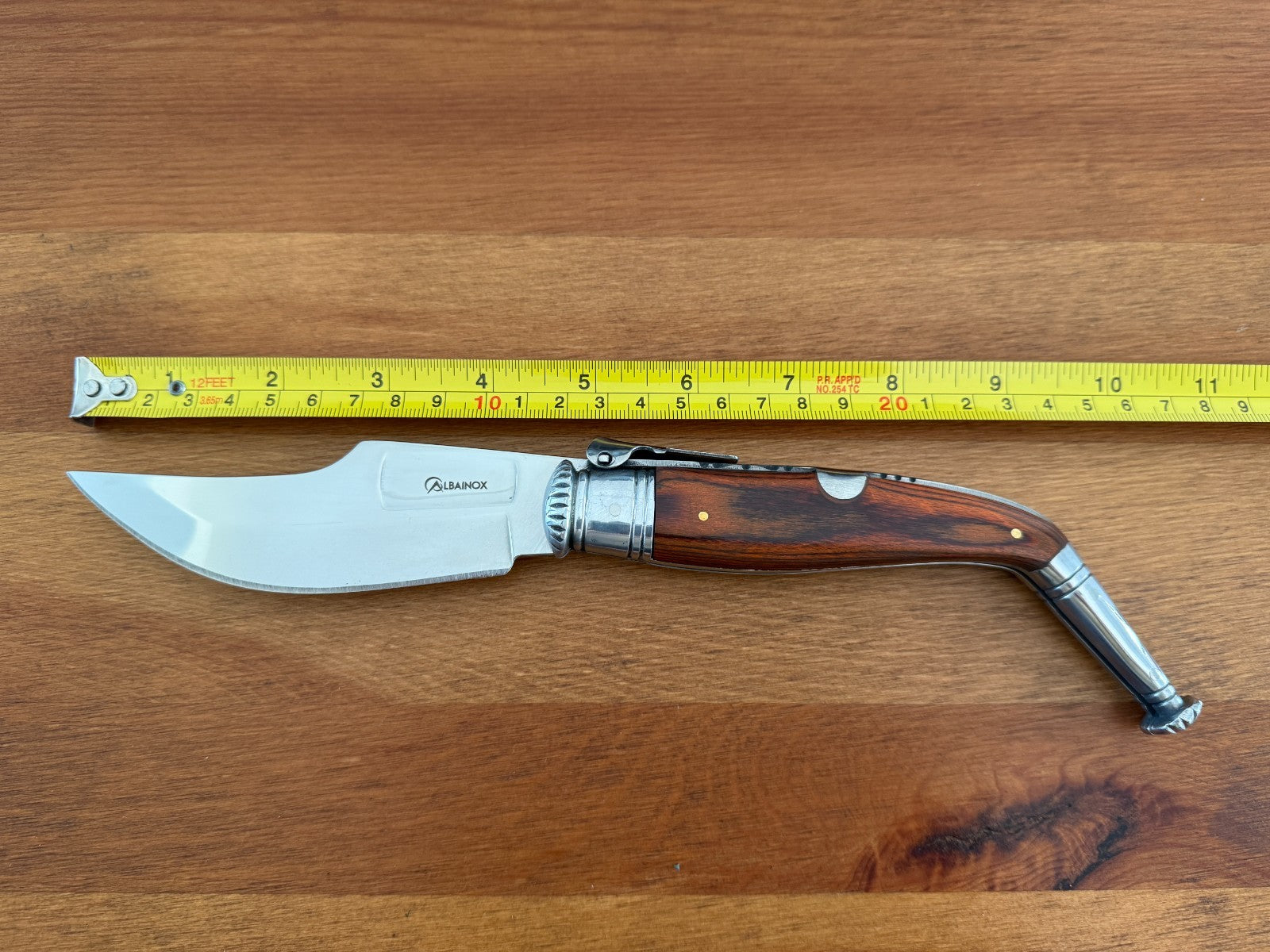 4.5” Spanish Navaja Jerezana Folding Knife Red Stamina Wood Scales With Ratchet