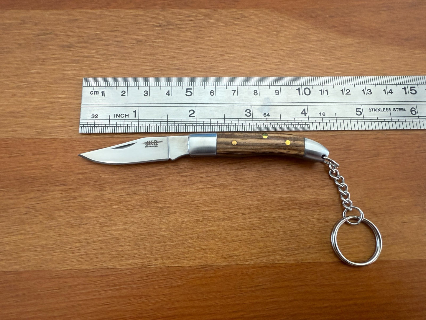 Keychain Mini Navaja 1.8" Stainless Steel Blade Olive Wood Scales From Spain