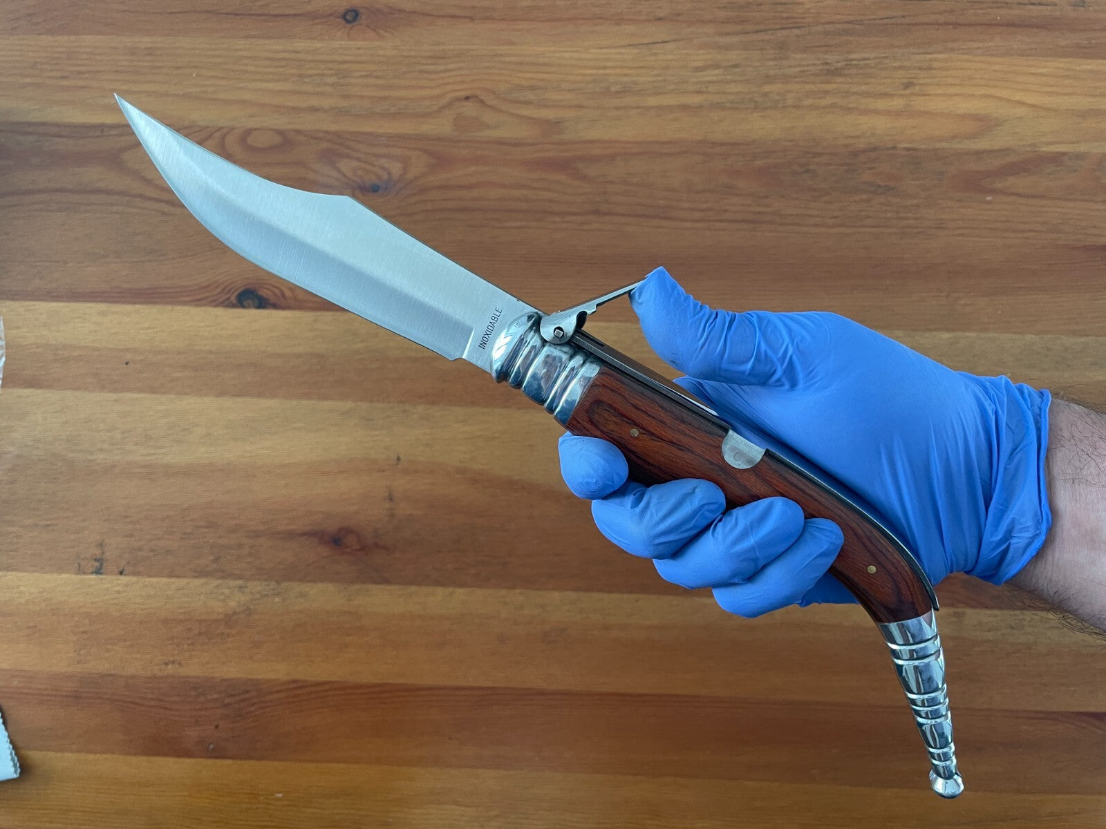 6.5” Navaja Sevillana Style Folding Knife Red Wood Scales From Spain - US Seller