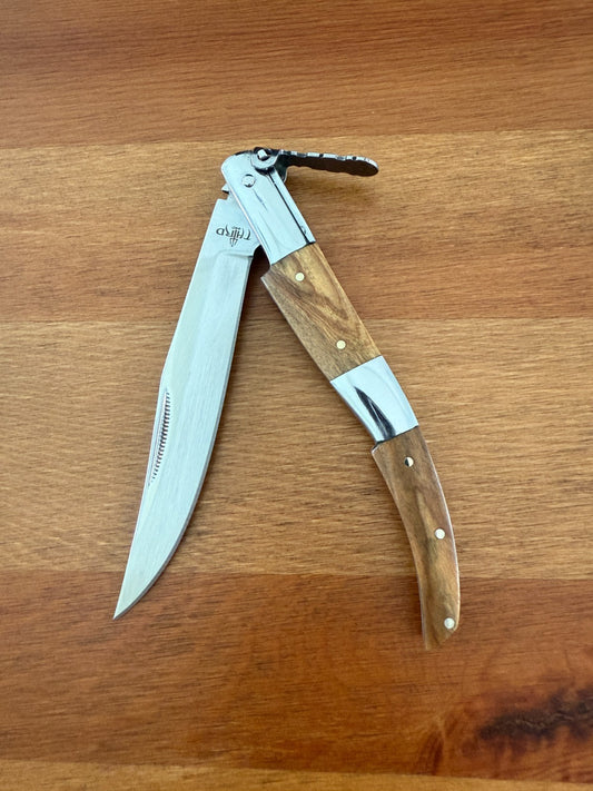4.3" Arabian Style Navaja Ratchet Pocket Knife Olive Wood Scales & Steel Handle