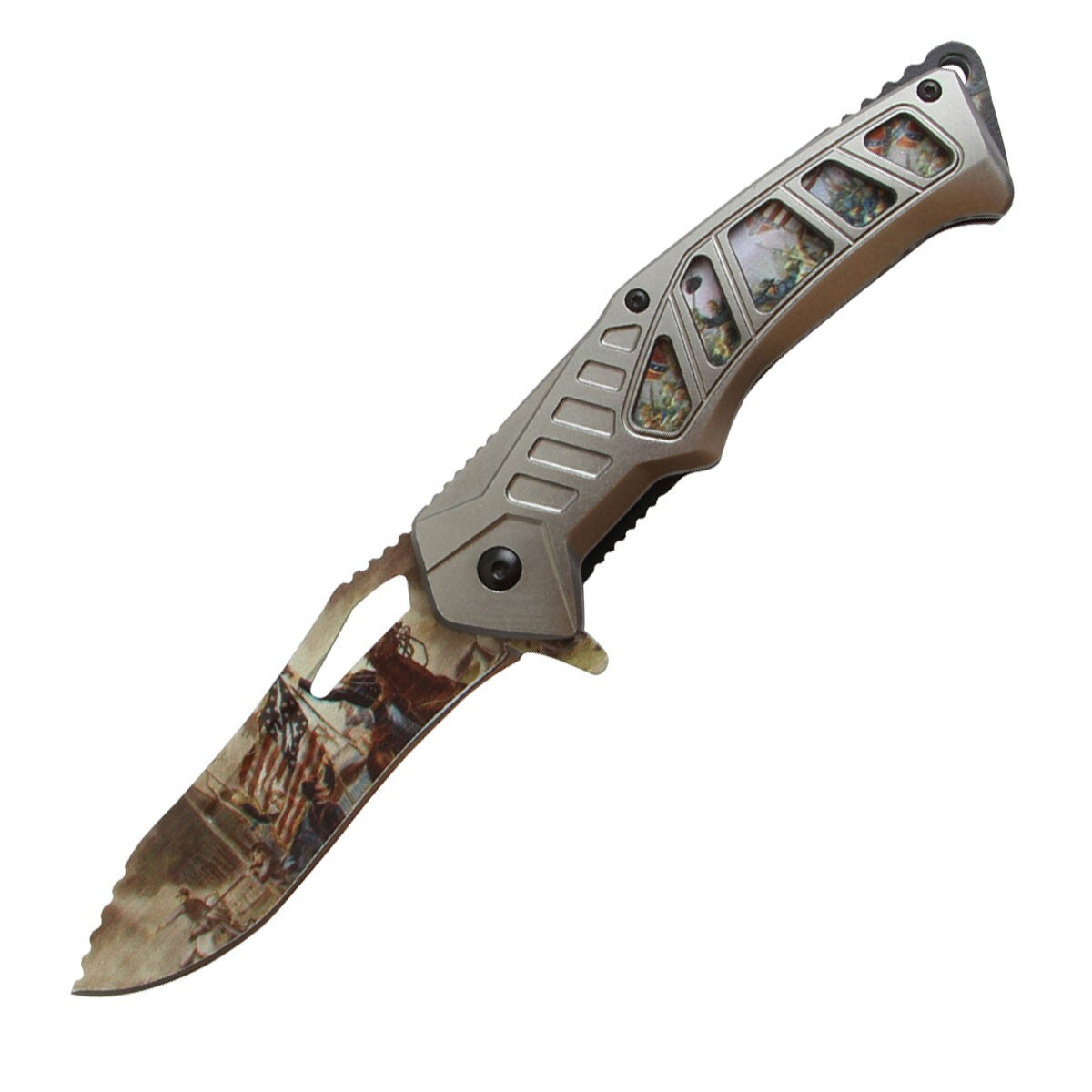 4 inch Snake Eye Embossed Printed Blade Spring Assisted Folding Pocket Knife