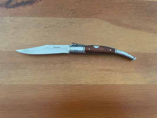 3.34” Spanish Navaja Serrana Folding Pocket Knife Red Wood Stamina Handle