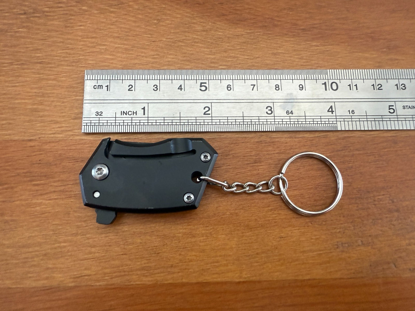 Keychain Mini Folding Knife 1.2" Stainless Steel Black Tanto Blade Liner Lock