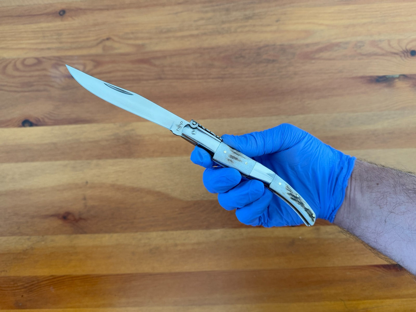 4.3" 420 Steel Arabian Style Spanish Navaja Ratchet Pocket Knife Staghorn Scales