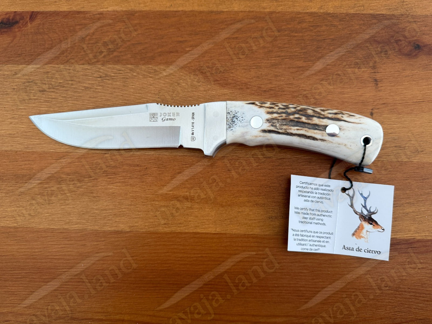 Joker Gamo Hunting Knife 5.12" Blade Stag Horn Handle w/Sheath Handmade Spain