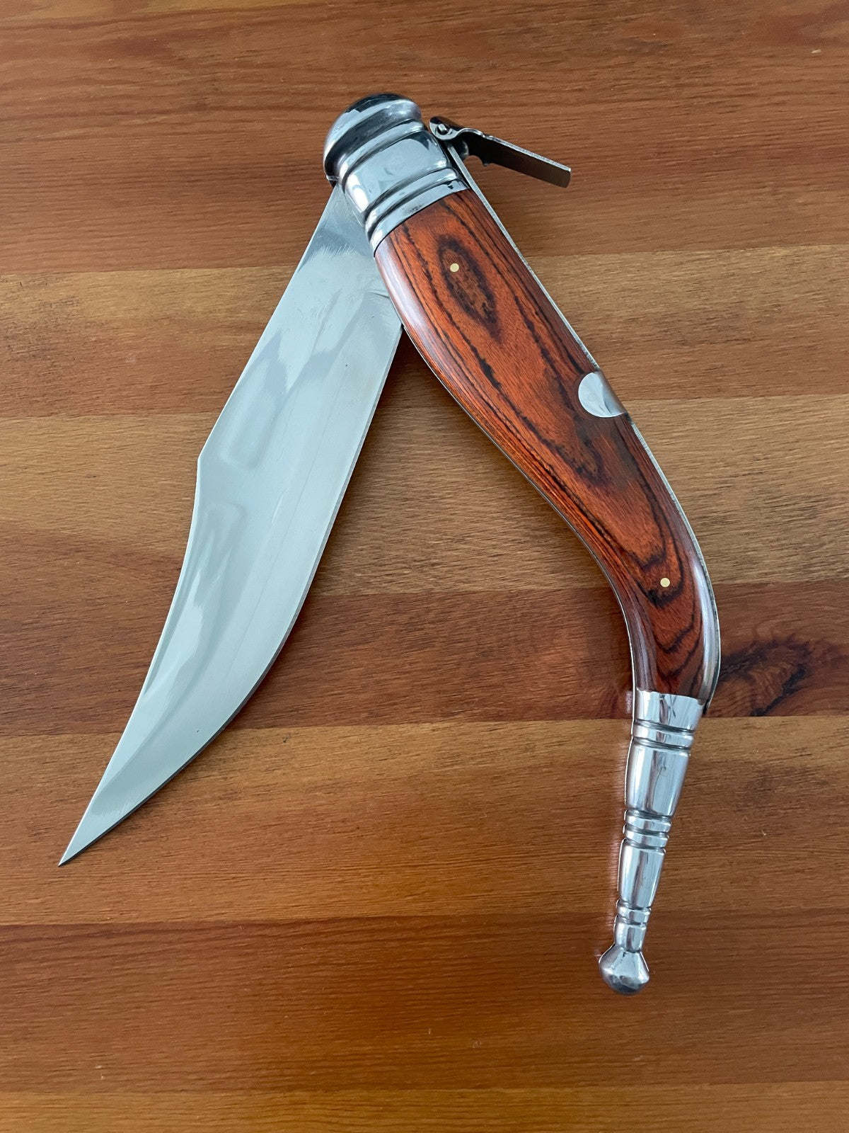 9" Blade Giant Navaja Sevillana Folding Knife Red Wood Scales w/ Ratchet - Spain