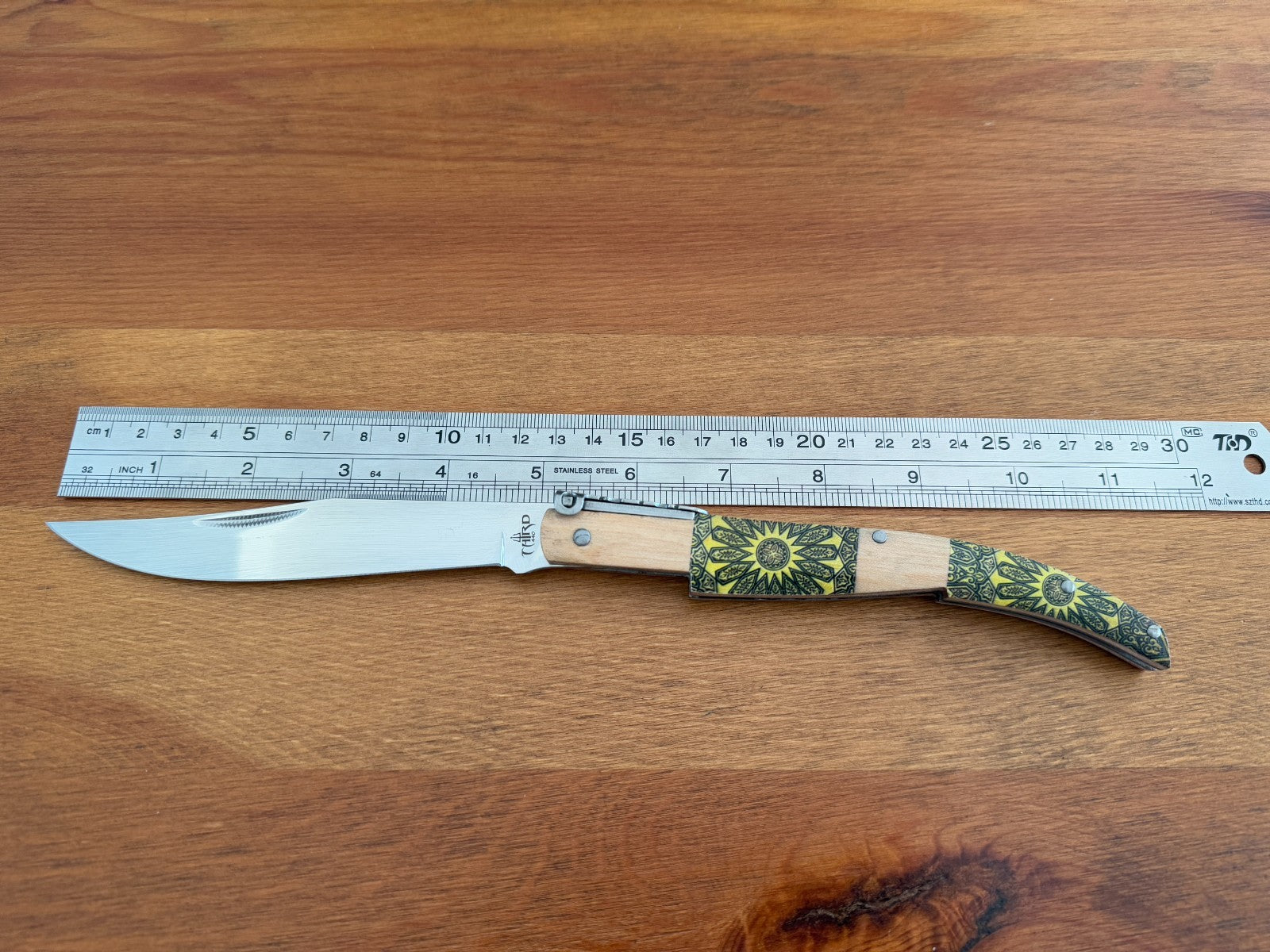 5" Arabian Style Navaja with Ratchet Pocket Knife Maple Wood Handle From Spain