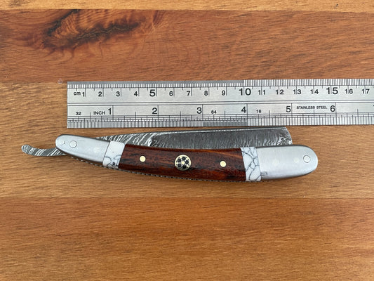 Damascus Straight Razor Shavette Handmade by Home Town Knives